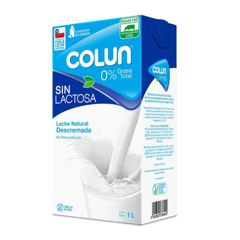 Imagen de Leche Colun Sin Lactosa con Tapa 1lt.