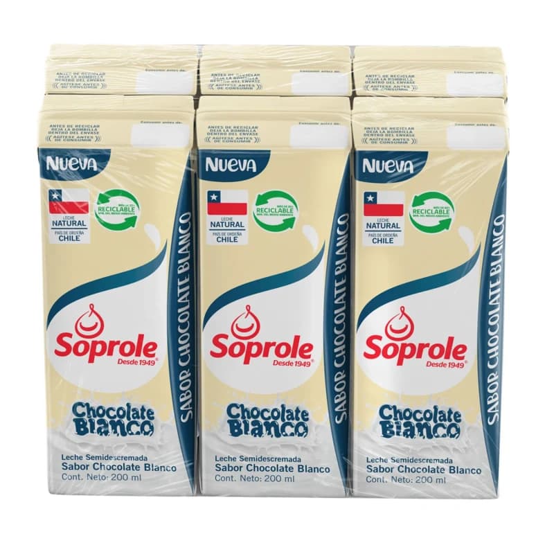 Imagen de Six Pack Chocolate Blanco Soprole 200ml