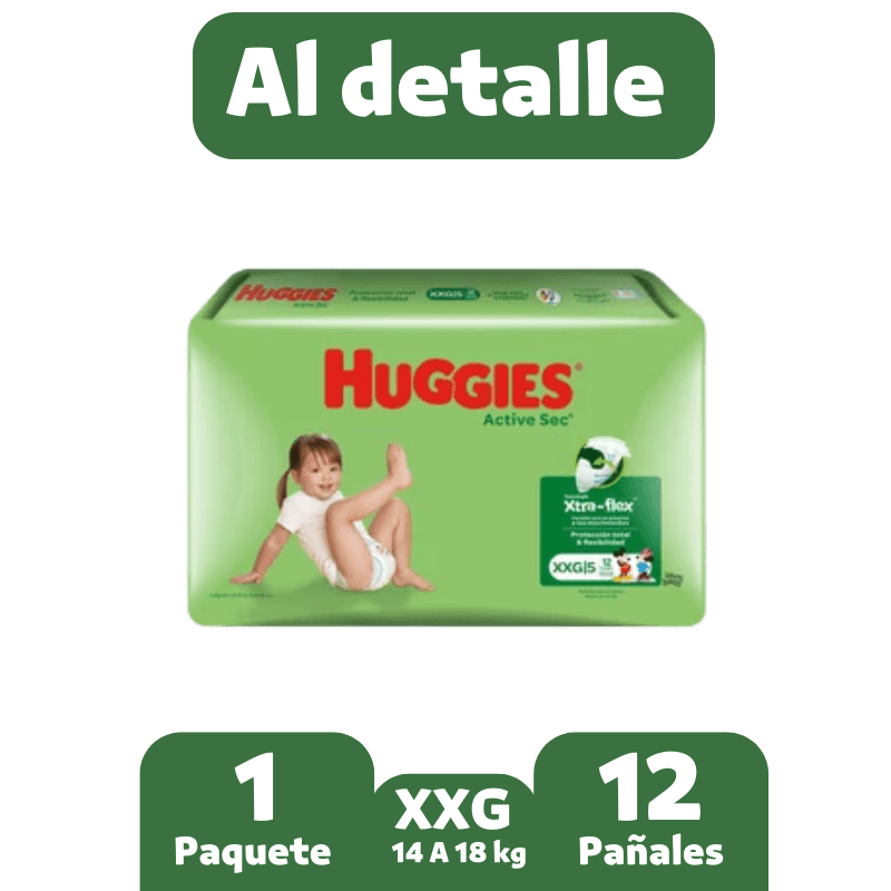 Imagen de Pañales Huggies Active Sec XXXG 12und.