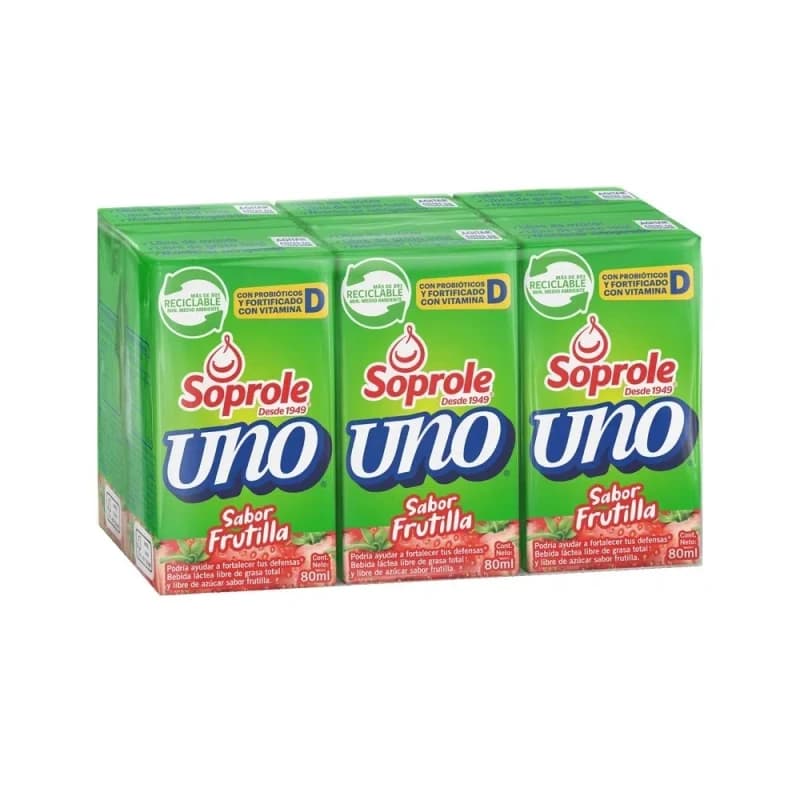 Imagen de Six Pack Tetra UNO Frutilla Soprole 80ml